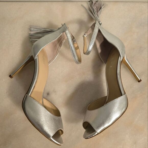 Botkier Anna Silver Leather Ankle Strap High-Heel Sandals 9.5 - Picture 4 of 13